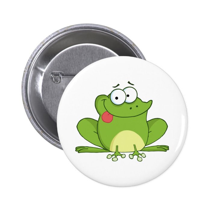 Frog Cartoon Character Hanging Its Tongue Out Button