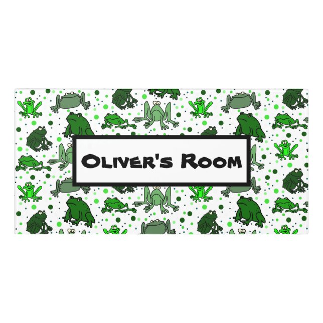 Frog Cartoon Kids Bedroom Door Sign (Classic Front)