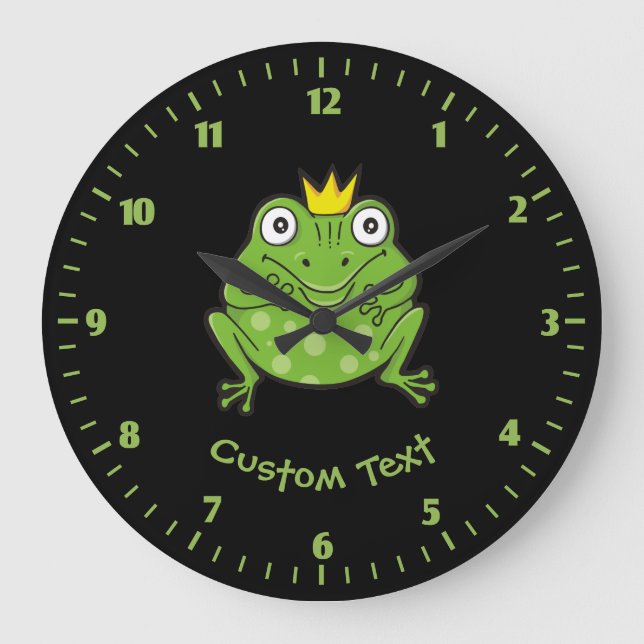 Frog Cartoon Large Clock (Front)