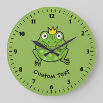 Frog Cartoon Large Clock