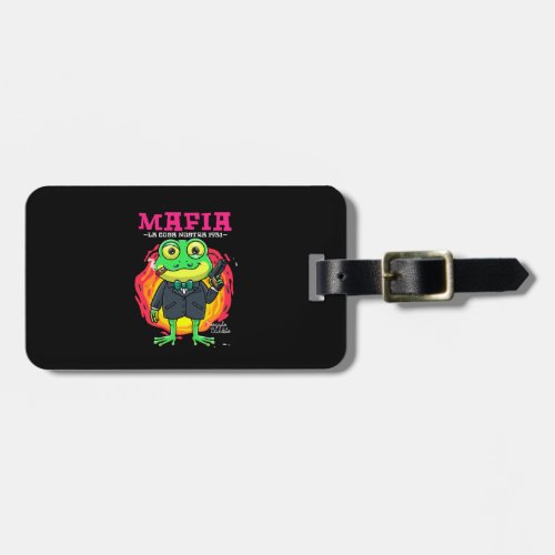 frog cartoon mafia illustration luggage tag