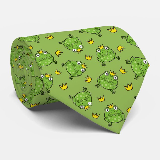 Frog Cartoon Pattern Neck Tie (Rolled)