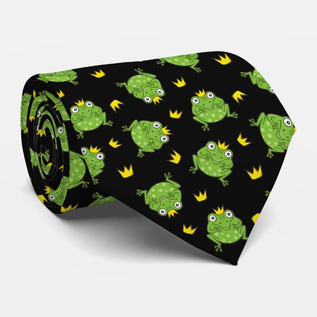 Frog Cartoon Pattern Neck Tie (Rolled)