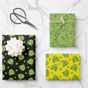 Frog Cartoon Pattern Wrapping Paper Sheets