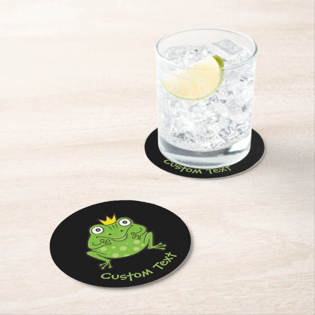 Frog Cartoon Round Paper Coaster (Insitu)