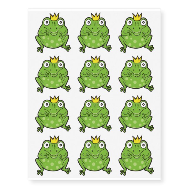 Frog Cartoon Temporary Tattoos (Front)