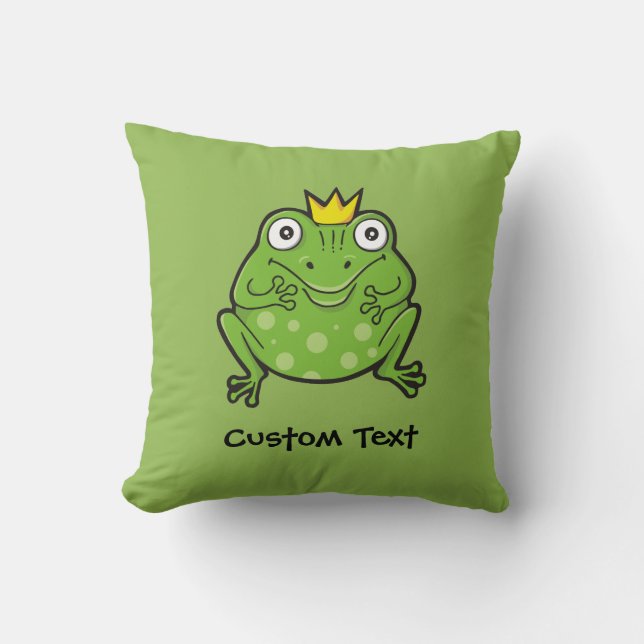 Frog Cartoon Throw Pillow (Front)