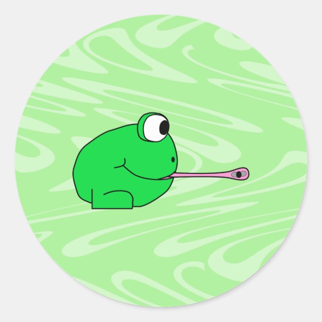 Frog Catching a Fly. Classic Round Sticker (Front)