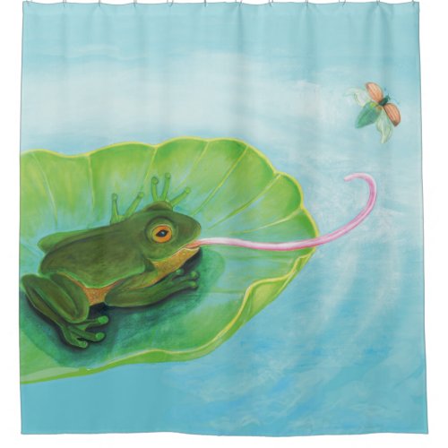 Frog Catching Bug Shower Curtain