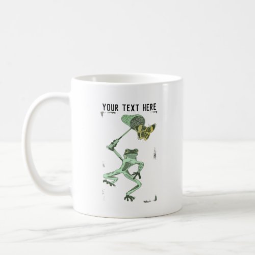 Frog catching butterflies coffee mug
