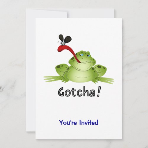 Frog Catching Dinner Fly TEXT GOTCHA Invitation