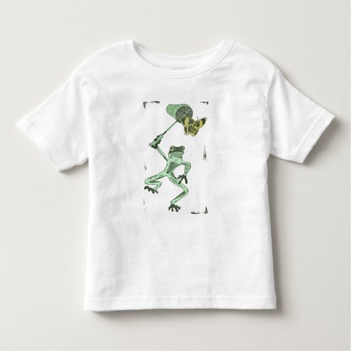 Frog chasing butterflies toddler t_shirt