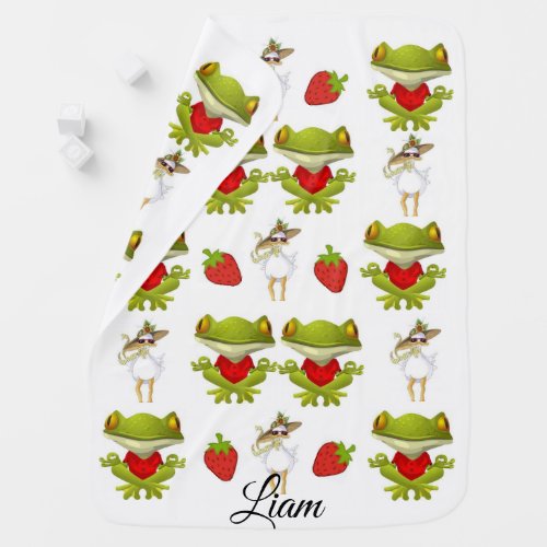 Frog Chicken Strawberry White Blanket