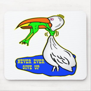Frog Choking Bird Never Ever Give Up Mouse Pad