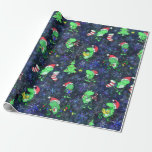 Frog Christmas -- Cute Frog Xmas Party Purple Snow Wrapping Paper<br><div class="desc">A very merry Frog-gly Christmas!</div>