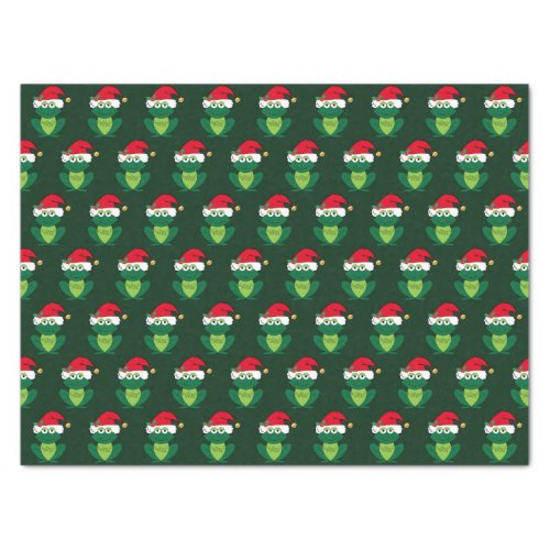 Frog Christmas Cute Green Holiday Pattern Tissue Paper