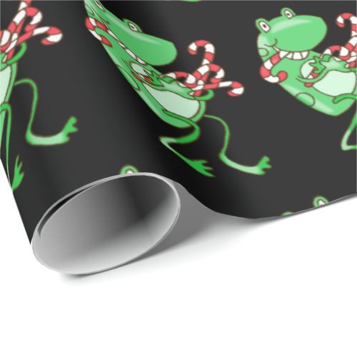 Frog Christmas __ Frog Candy Cane Xmas Wrapping Paper