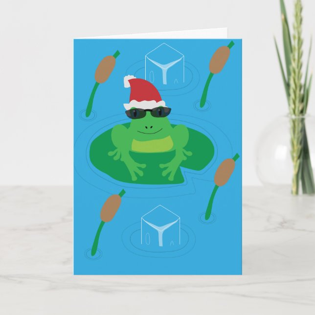 Frog Christmas Greeting Card (Front)