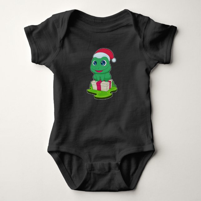 Frog Christmas Package Baby Bodysuit (Front)