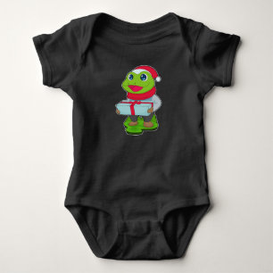 Frog Christmas Package Baby Bodysuit