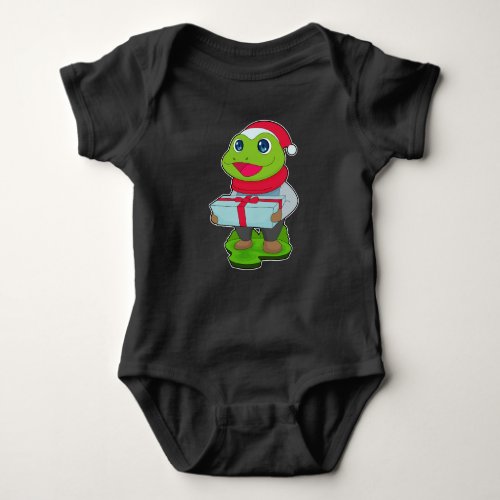 Frog Christmas Package Baby Bodysuit