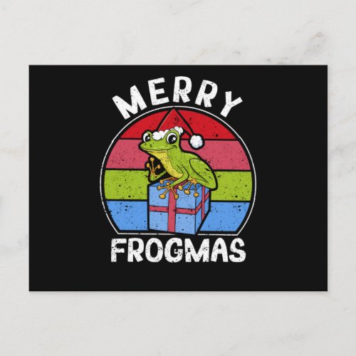 Frog Christmas Pyjamas Santa Hat Postcard