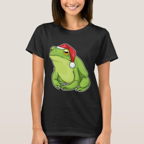 Frog Christmas Santa hat T_Shirt