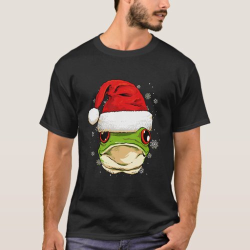 Frog Christmas Santa Hat Xmas Gifts Kids Boys Girl T_Shirt