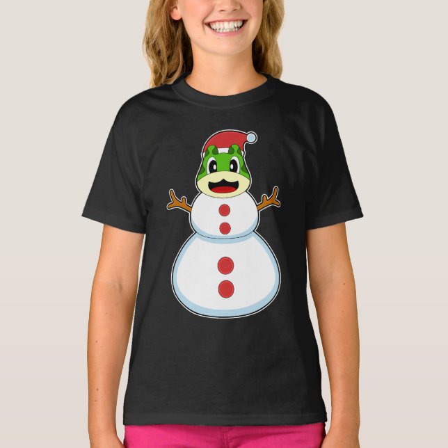 Frog Christmas Snowman T-Shirt (Front)