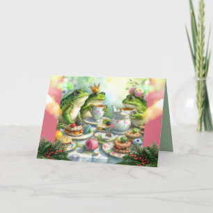 Frog Christmas Tea Party Greeting Card