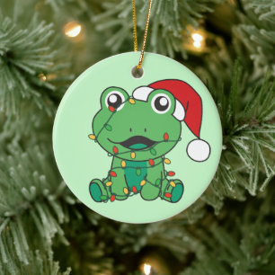 Frog Christmas Winter Animals Holiday Frogs Ceramic Ornament
