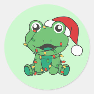 Frog Christmas Winter Animals Holiday Frogs Classic Round Sticker