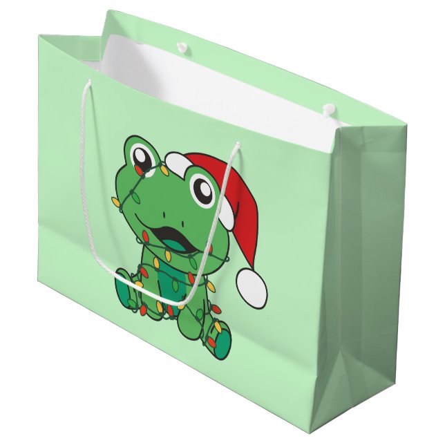 Frog Christmas Winter Animals Holiday Frogs Large Gift Bag (Front Angled)