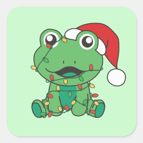 Frog Christmas Winter Animals Holiday Frogs Square Sticker