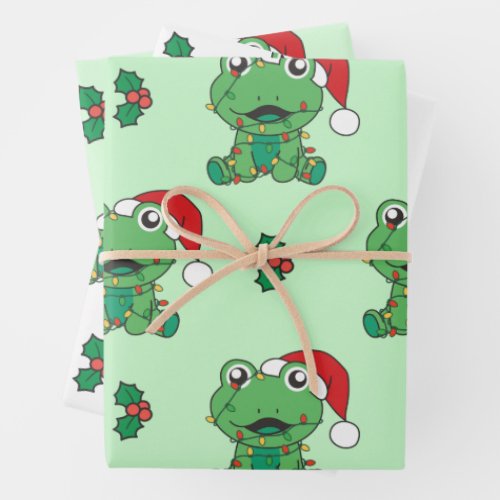 Frog Christmas Winter Animals Holiday Frogs Wrapping Paper Sheets