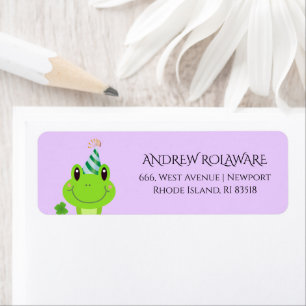 Frog Clover Return Address Lilac Label