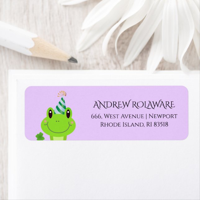 Frog Clover Return Address Lilac Label (Insitu)