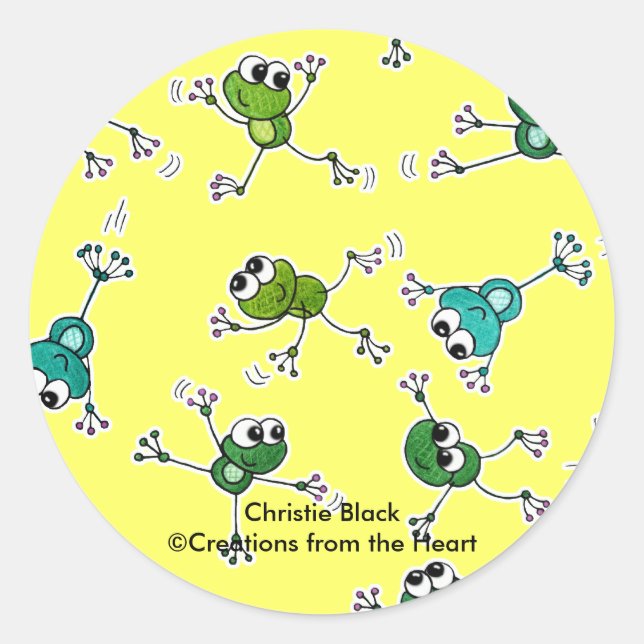 Frog Collage Classic Round Sticker (Front)