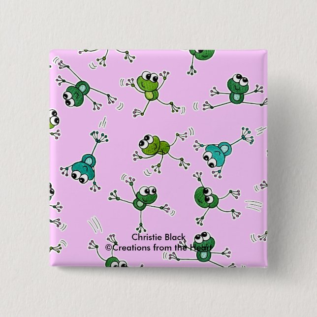 Frog Collage Pinback Button (Front)