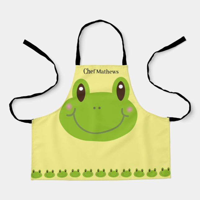 Frog Colorful Whimsical School Apron (Front)