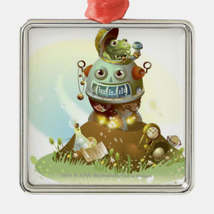 Frog coming out from an UFO Metal Ornament