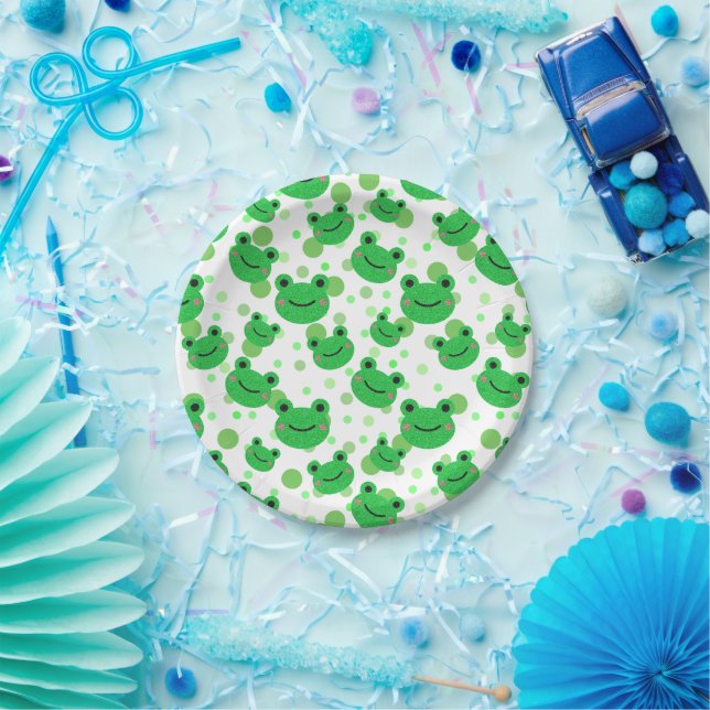 Frog Confetti Kids Birthday Party Paper Plates (Party)