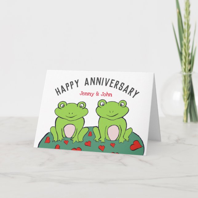 Frog couple wedding anniversary card (Front)