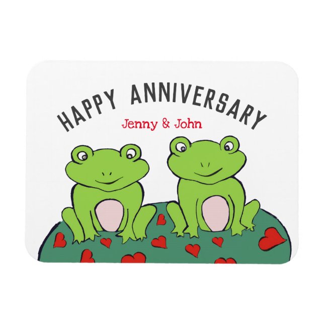 Frog couple wedding anniversary magnet (Horizontal)