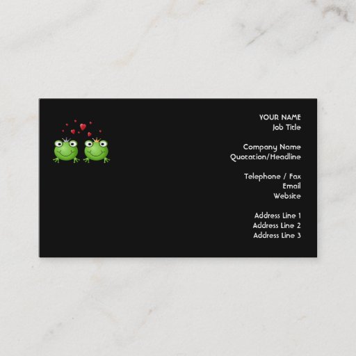 Customizable Frog Couple with hearts. Business Card
