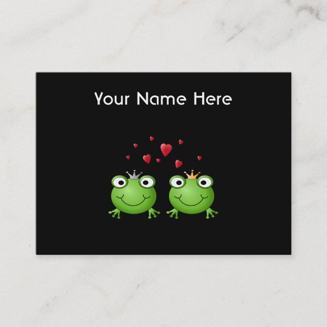 Frog Couple with hearts. Business Card (Front)