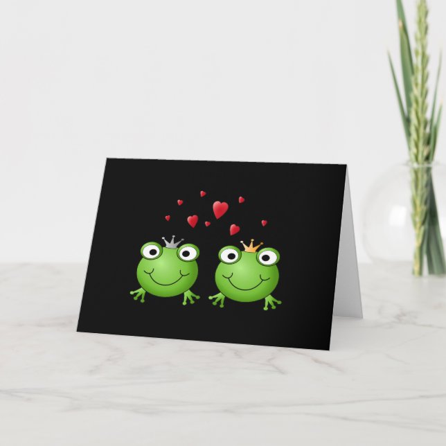 Frog Couple with hearts. Card (Front)
