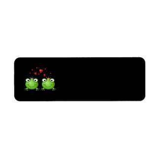 Frog Couple with hearts. Label
