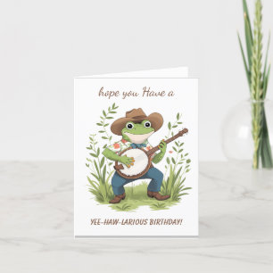 Frog Cowboy Banjo Funny Watercolor Animal Thank You Card