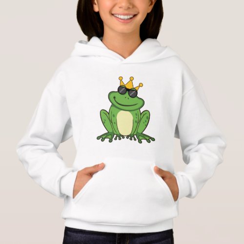 Frog Crown Green with Sunglasses Design Hoodie